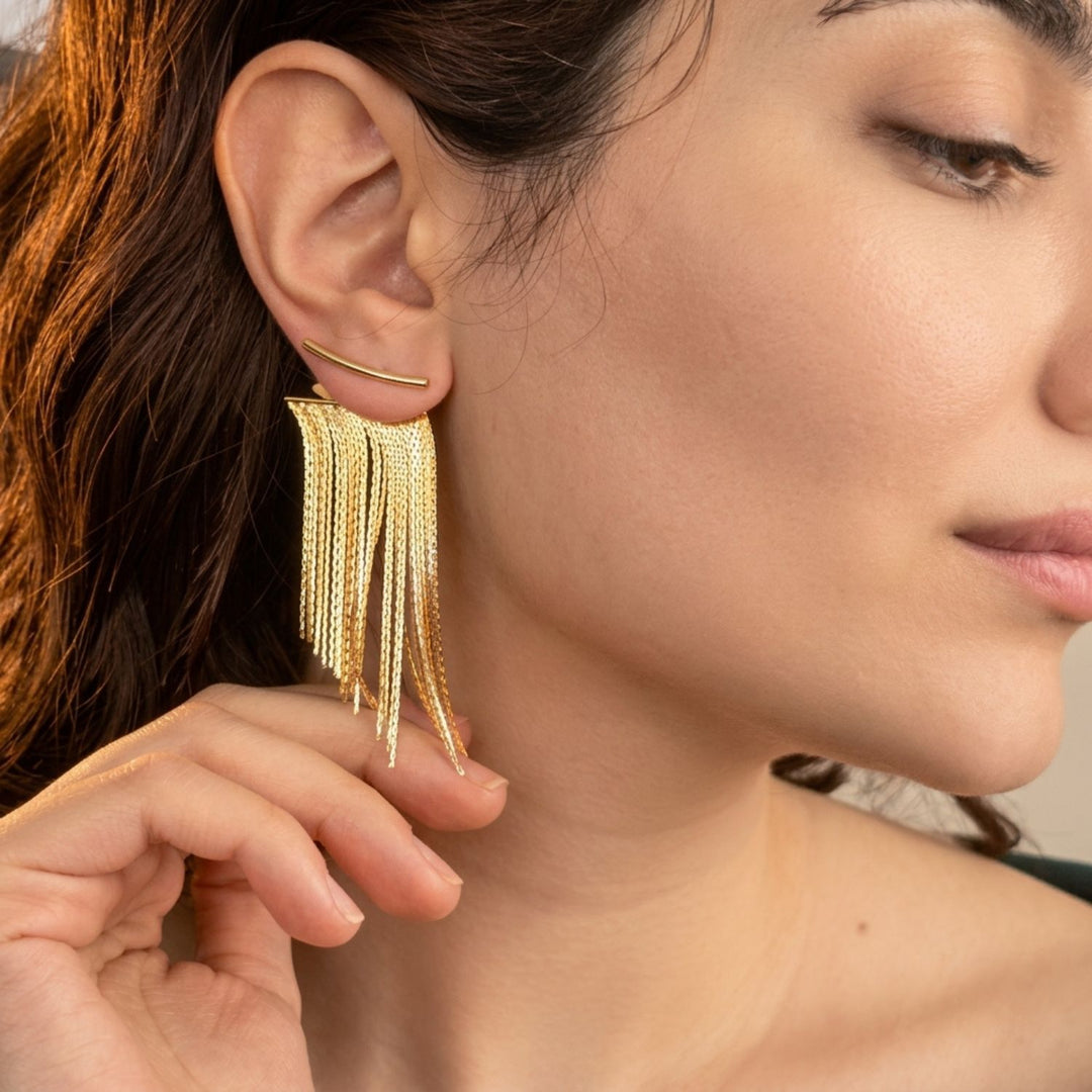 18ct Gold Plated Waterfall Party Tassel Earrings
