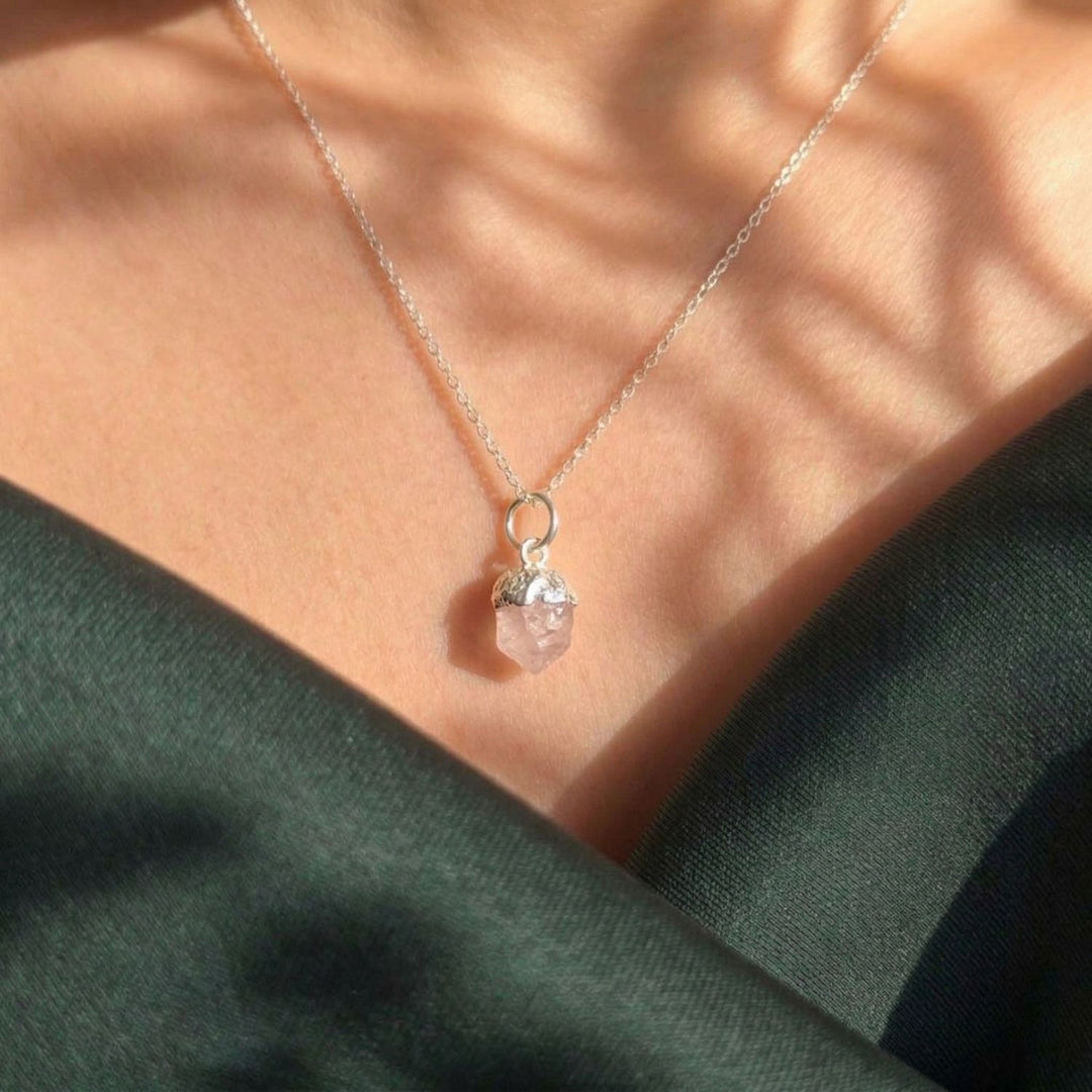 Raw Moonstone Sterling Silver June Birthstone Necklace
