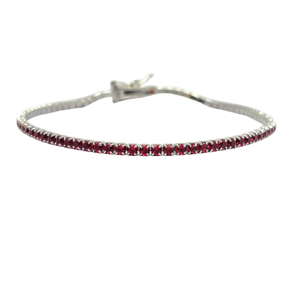 Ruby Gemstone Sterling Silver Tennis Bracelet