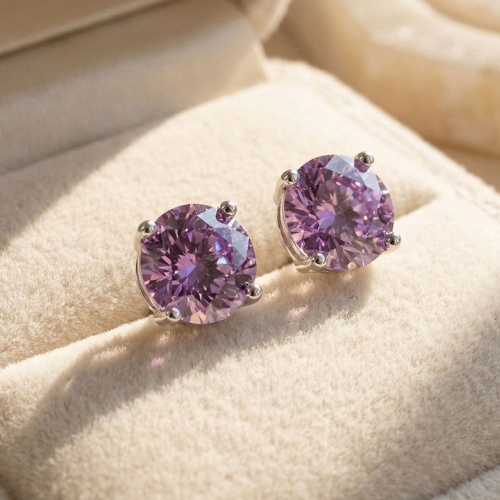 Alexandrite Moissanite Crystal Sterling Silver Earrings