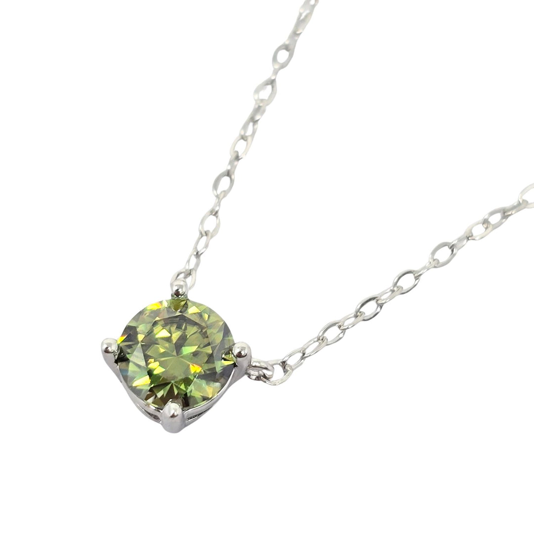 Peridot 1ct Moissanite Crystal Sterling Silver Necklace