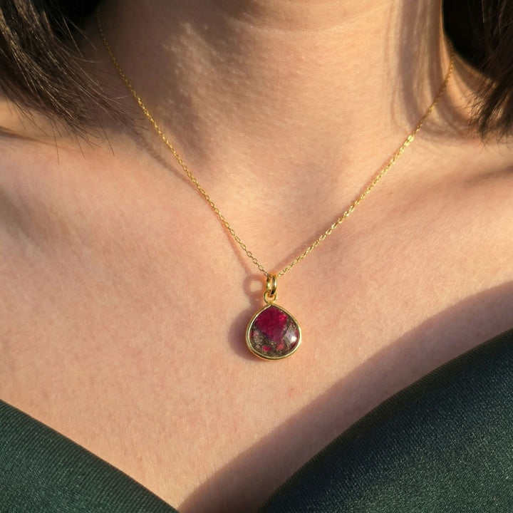 18ct Gold Vermeil Plated Garnet January Birthstone Necklace