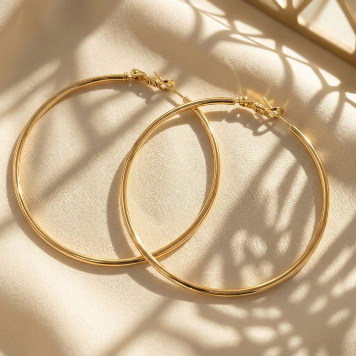 Extra Large Gold Plated Hoop Earrings