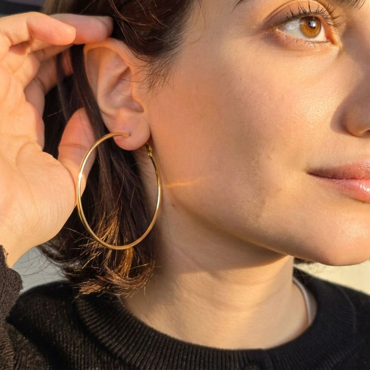 Extra Large Gold Plated Hoop Earrings