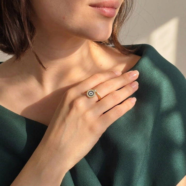 Evil Eye Fidget Spinner Friendship Gold Plated Ring