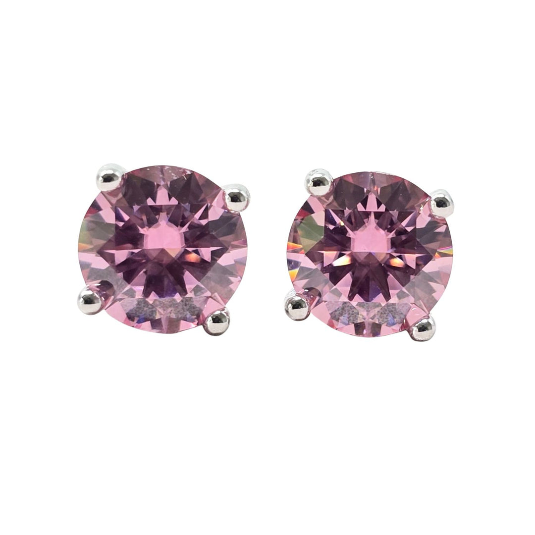 Pink Tourmaline Moissanite Crystal Sterling Silver Earrings