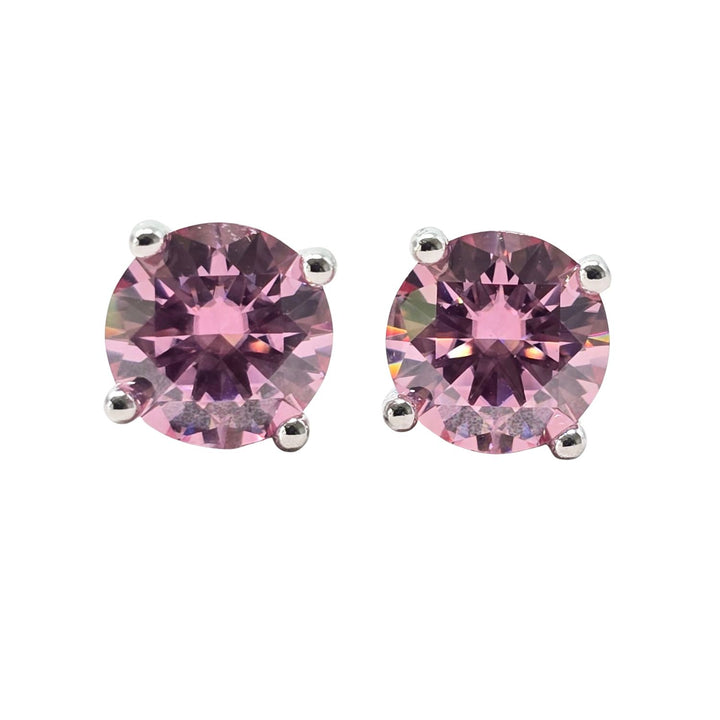 Pink Tourmaline Moissanite Crystal Sterling Silver Earrings