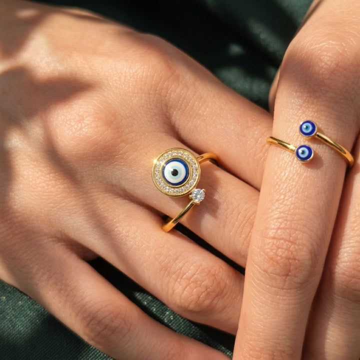 Evil Eye Fidget Spinner Friendship Gold Plated Ring