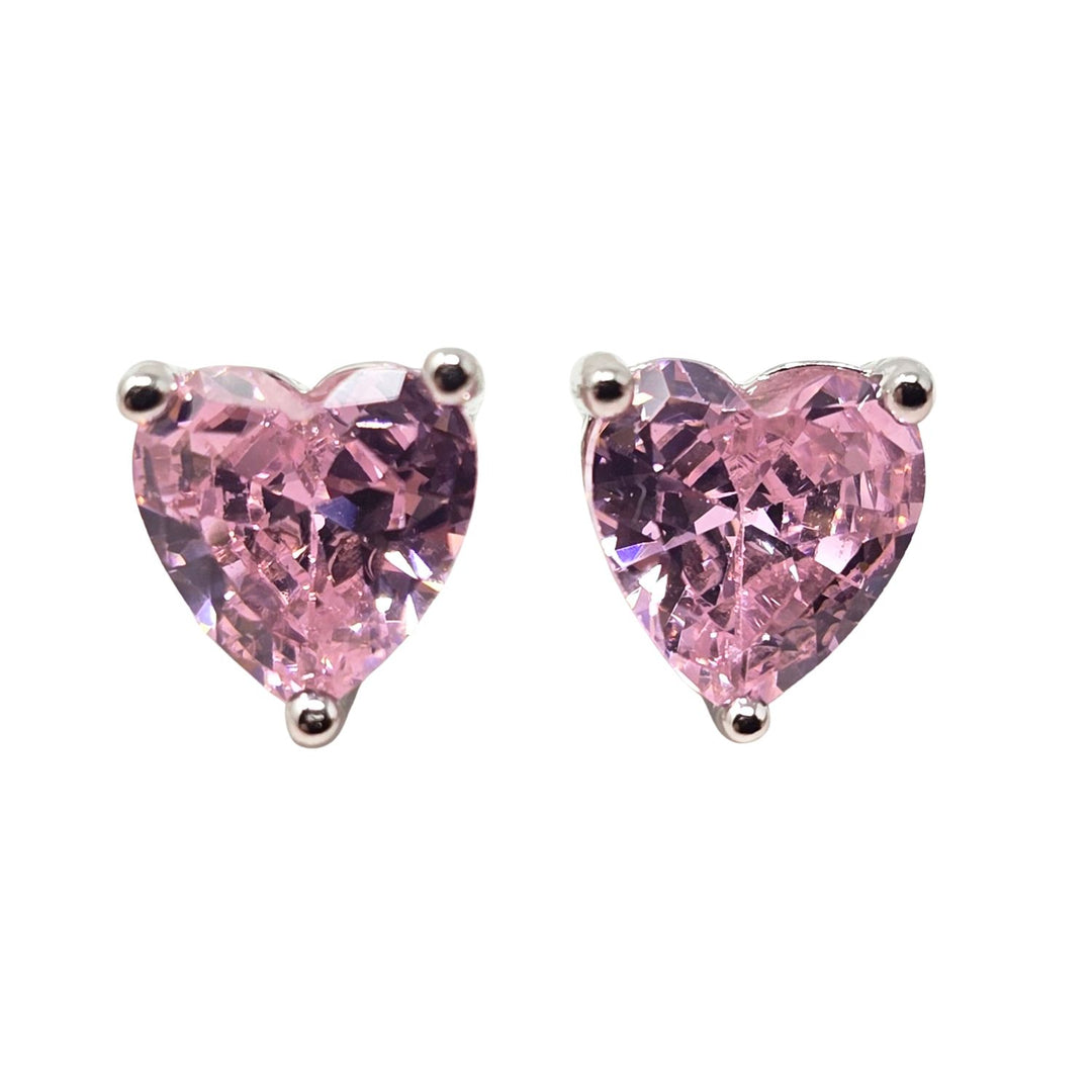 Pink Tourmaline Heart Sterling Silver Stud Gemstone Earrings