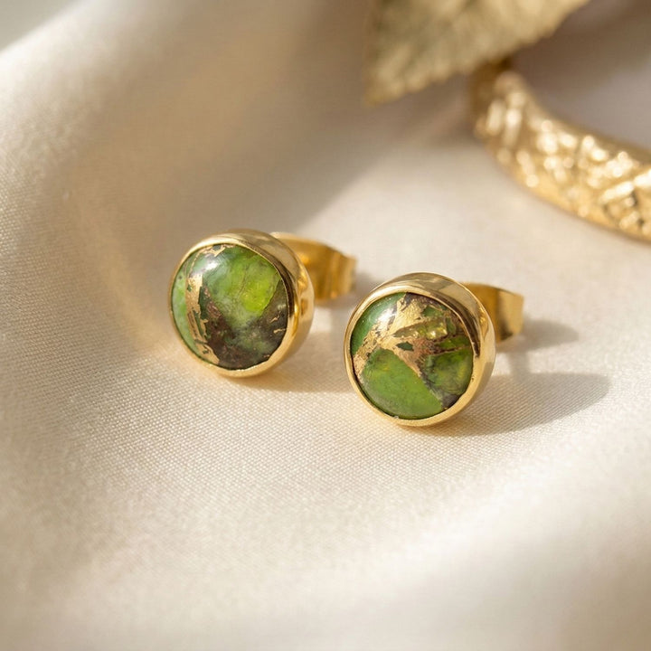 Peridot August Birthstone Stud Gold Plated Earrings