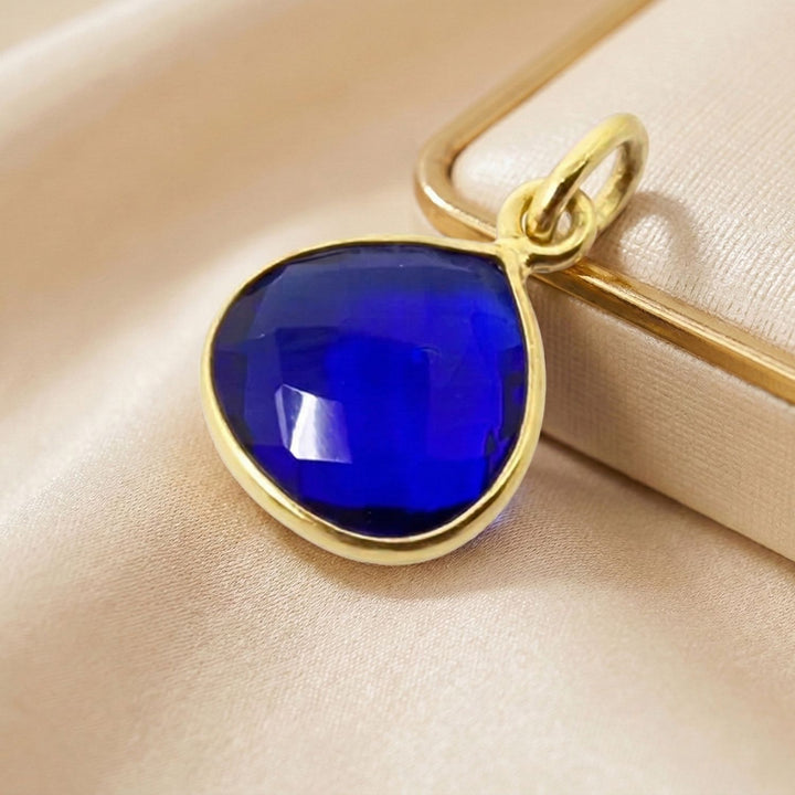 Sapphire September Birthstone Gold Plated Charm
