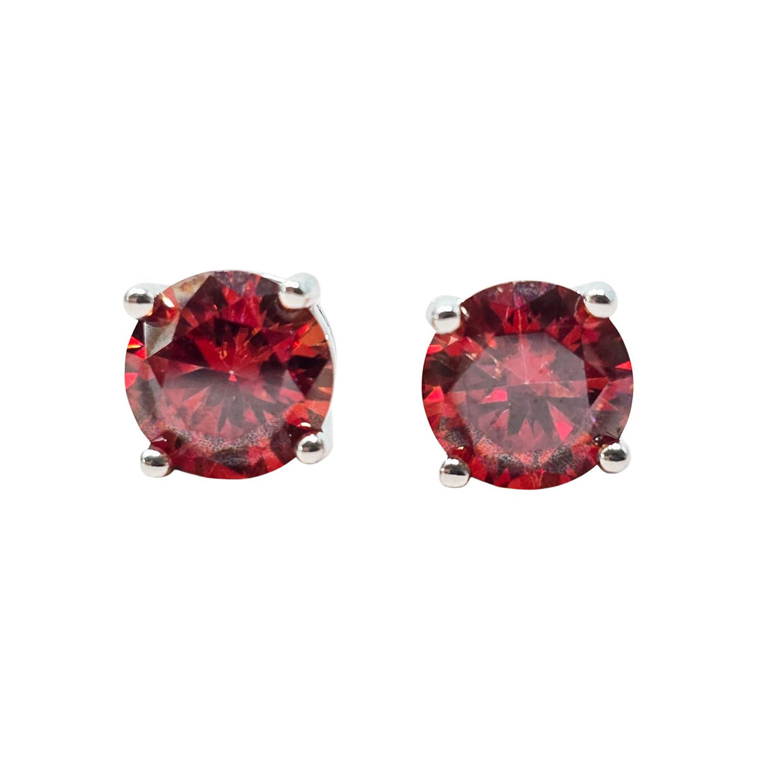 Ruby Moissanite Crystal Sterling Silver Earrings