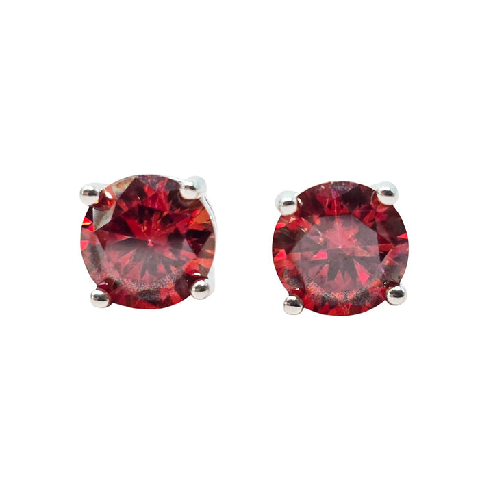 Ruby Moissanite Crystal Sterling Silver Earrings