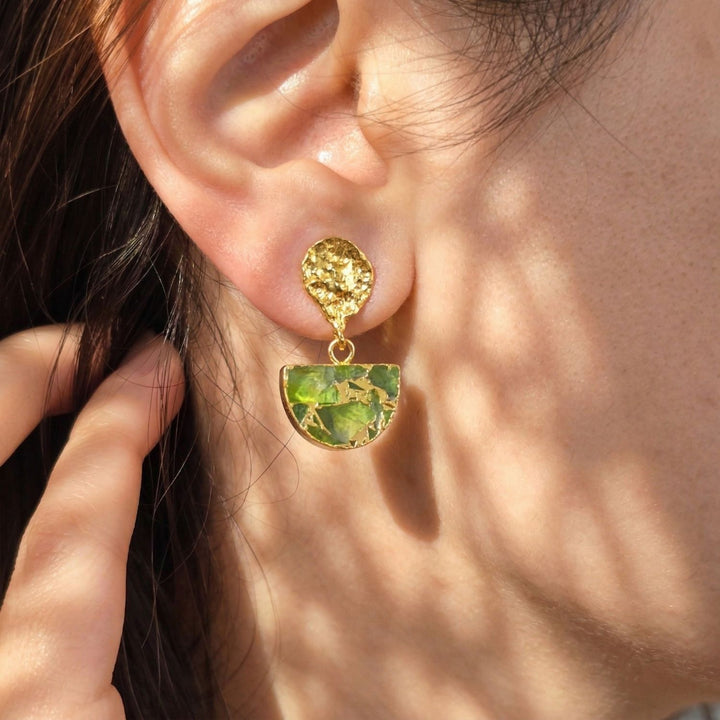 Hammered Peridot August Birthstone Earrings