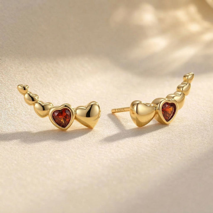 Dainty Love Heart Gold Plated Stud Earrings
