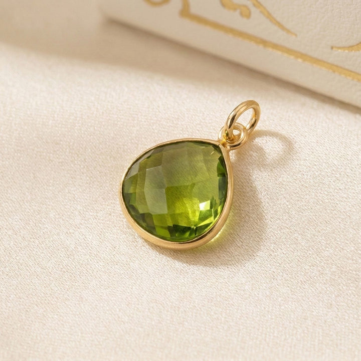 Gold Plated Shiny Peridot August Birthstone Pendant