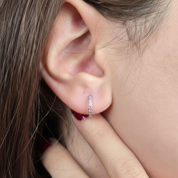 Alexandrite June Birthstone Small Silver Huggie Hoops