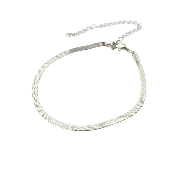 Herringbone Snake Chain Silver Minimalist Bracelet