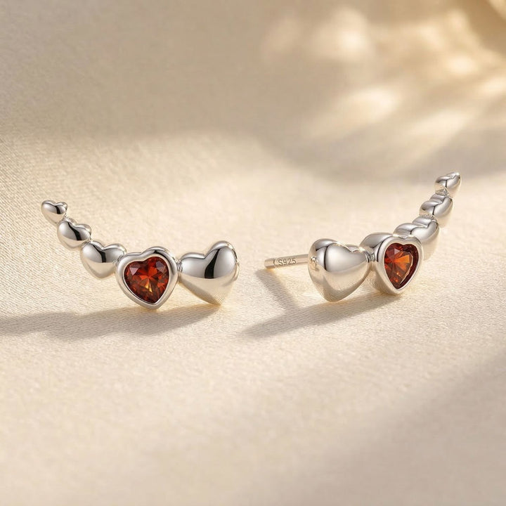 Dainty Love Heart Sterling Silver Stud Earrings