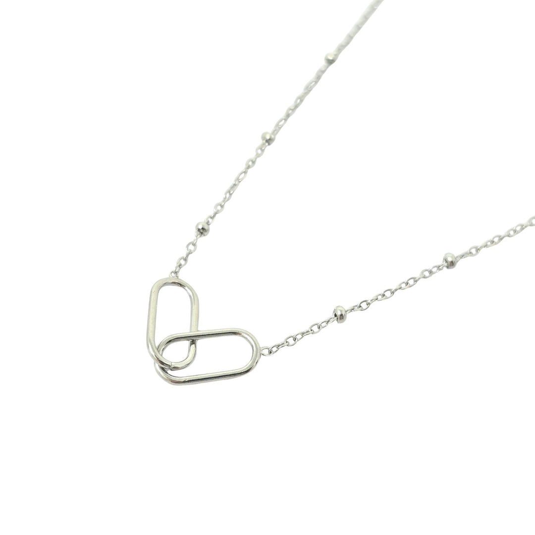 Interlocking Paperclip Infinity Silver Necklace