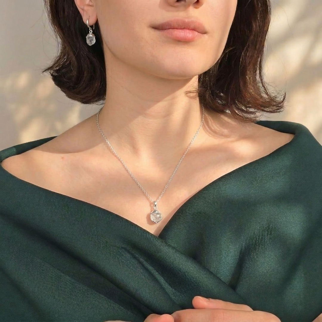 Raw Moonstone Sterling Silver June Birthstone Necklace