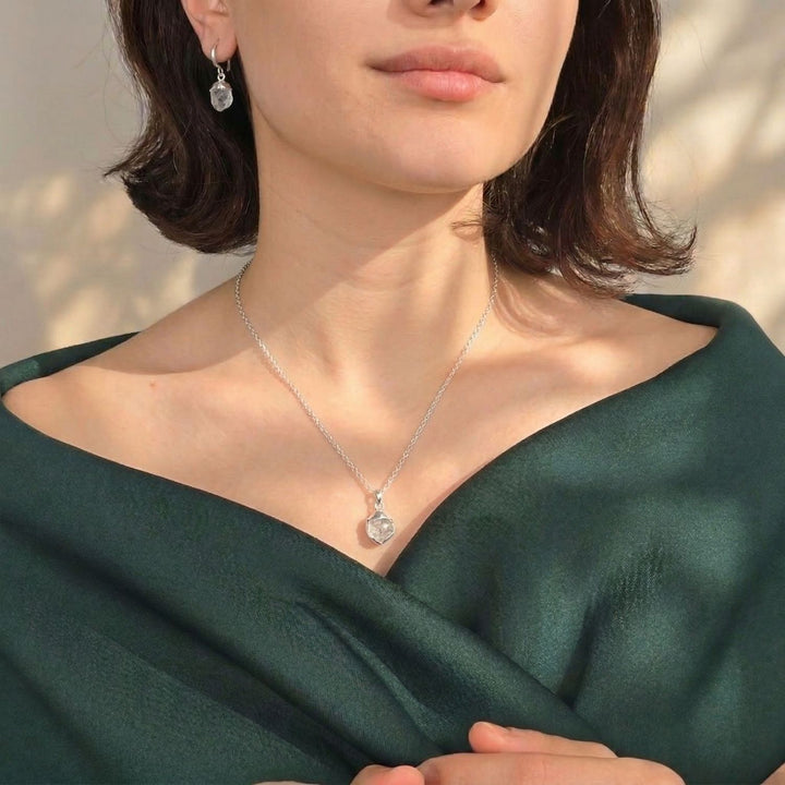 Raw Moonstone Sterling Silver June Birthstone Necklace