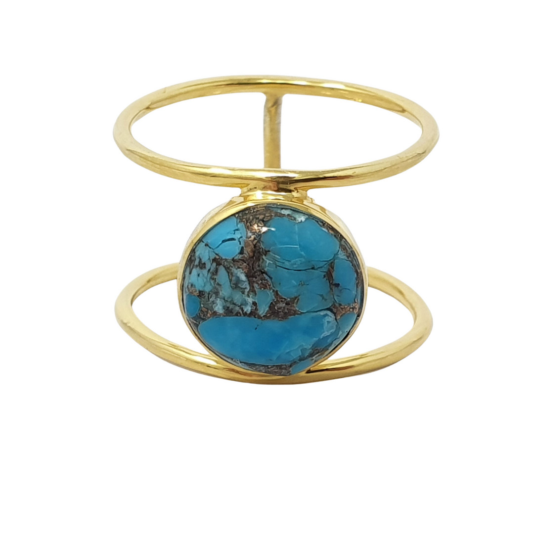 Turquoise Gemstone Gold Vermeil Played Statement Ring