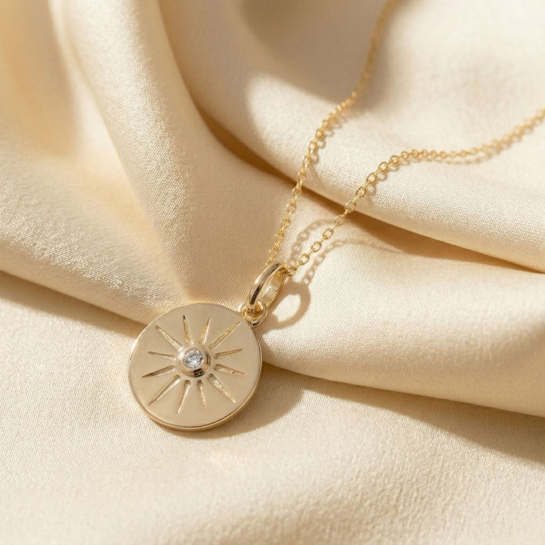 Gold Plated North Star Lucky Disc Pendant Necklace