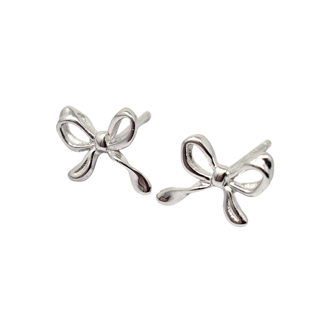 Cute Bow Tie Bowknot Silver Everyday Stud Earrings