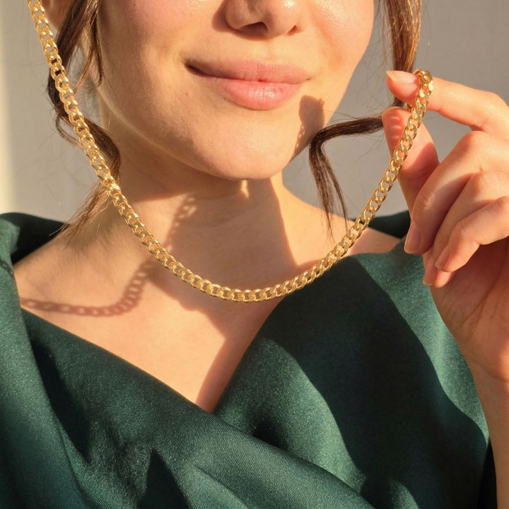 18ct Gold Plated Cuban Curb Chain Necklace