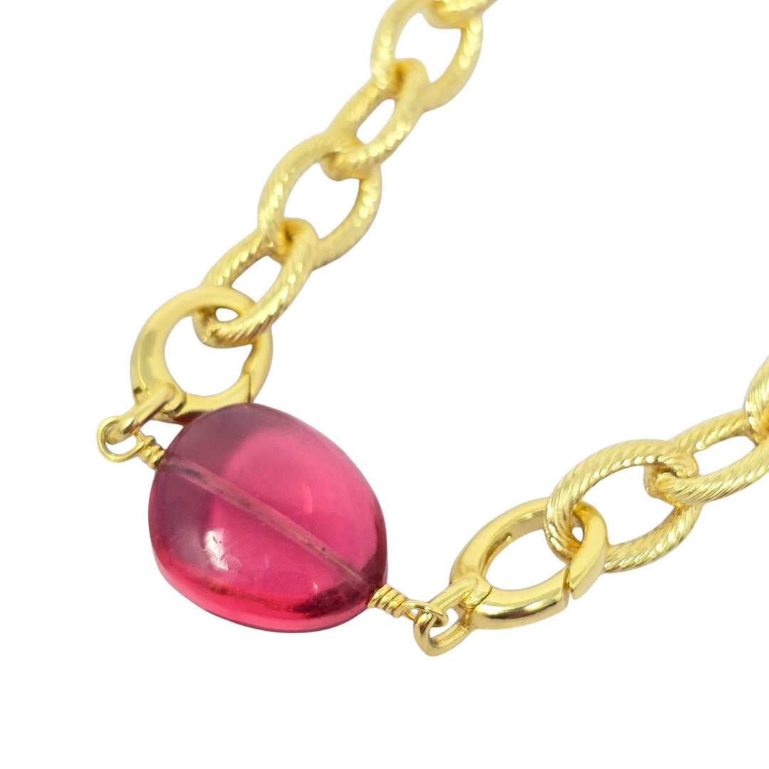 Pink Tourmaline October Birthstone Statement Pendant Necklace