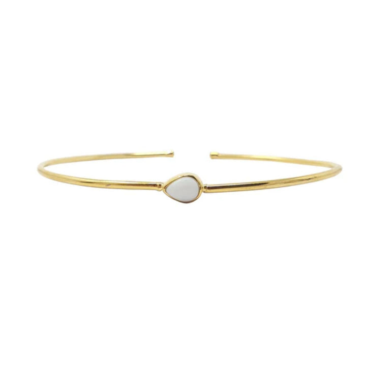 Gold Plated Minimalist Pearl June Birthstone Bangle
