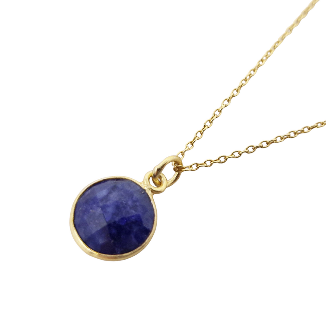 18ct Gold Vermeil Plated Blue Sapphire Necklace