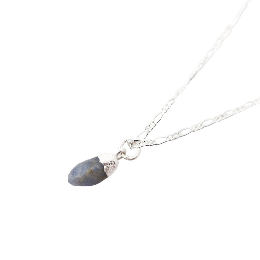 Sterling Silver Raw Sapphire Crystal Necklace