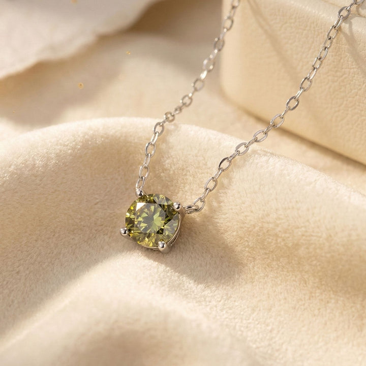 Peridot Moissanite Crystal Sterling Silver Necklace