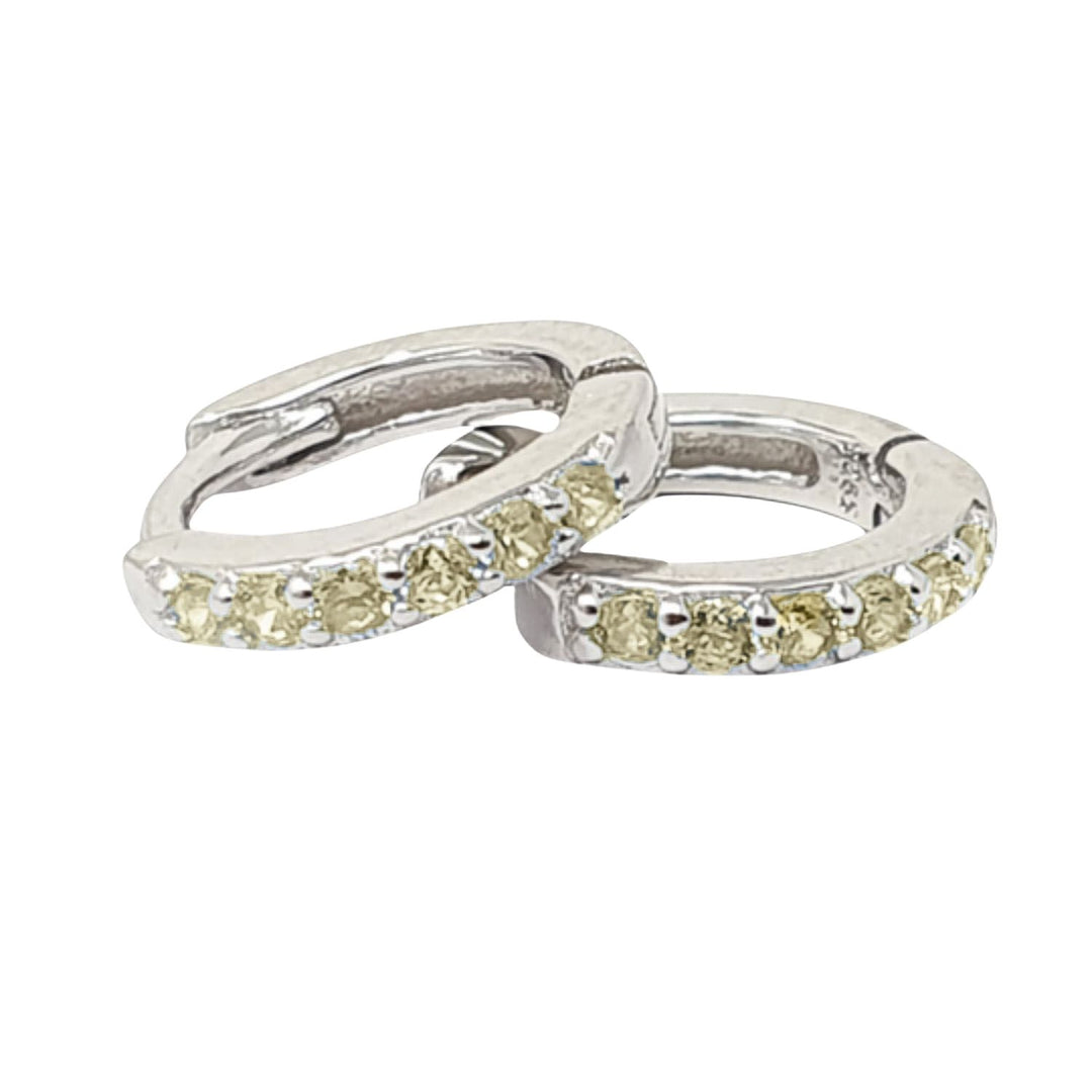 Peridot August Birthstone Small Silver Huggie Hoops