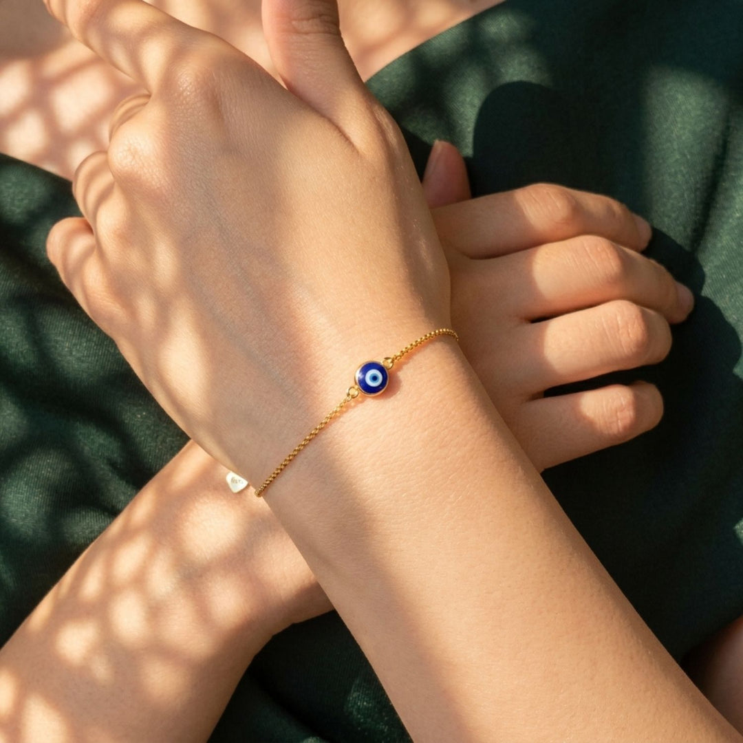 Turkish Blue Evil Eye Friendship Gold Plated Bracelet