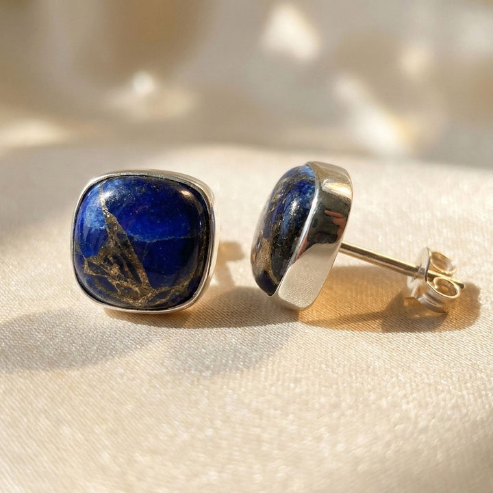 Sapphire September Birthstone Sterling Silver Stud Earrings