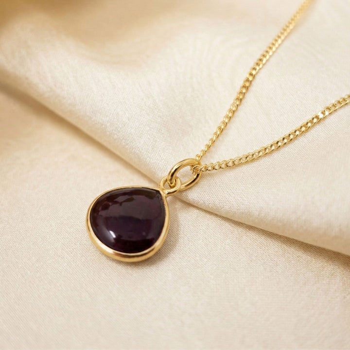 Dark Ruby 40th Birthday Gift Gemstone Gold Vermeil Necklace