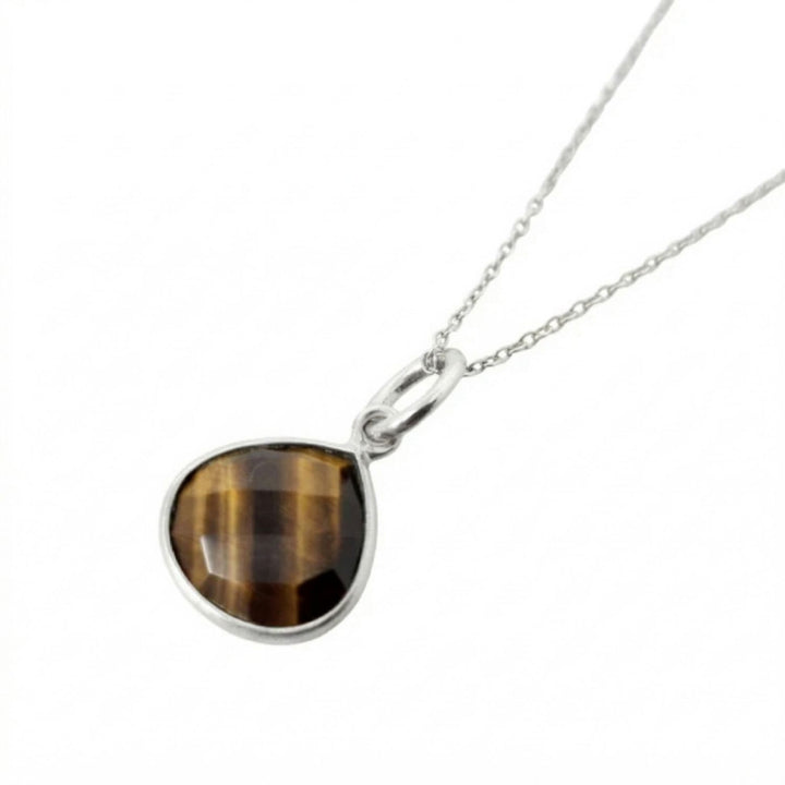 Sterling Silver Tiger's Eye Protection Crystal Necklace