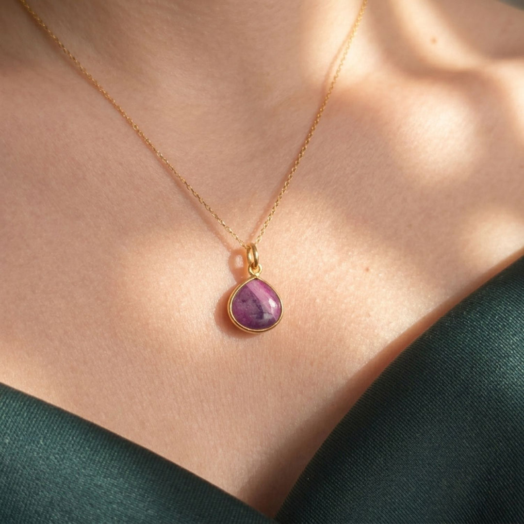 Ruby July Birthstone Gold Vermeil Necklace