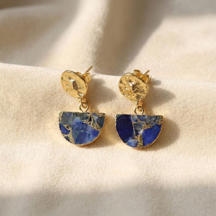 Hammered Sapphire September Birthstone Earrings