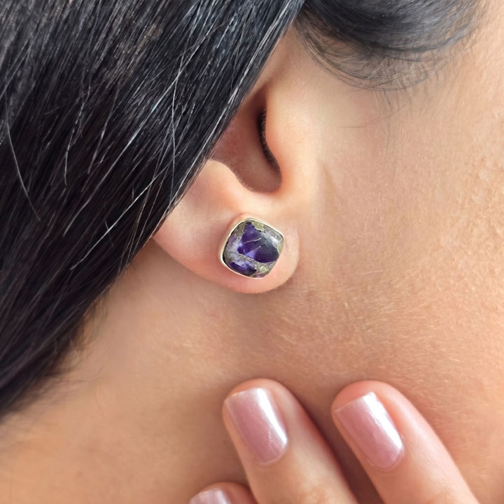 Amethyst February Birthstone Sterling Silver Stud Earrings
