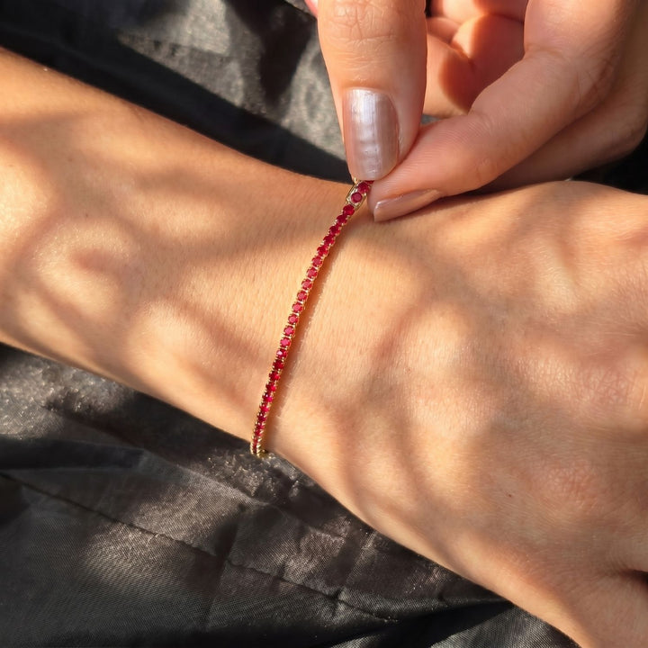 Garnet January Birthstone Dainty Tennis Bracelet