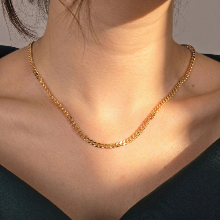 18ct Gold Plated Cuban Curb Chain Necklace
