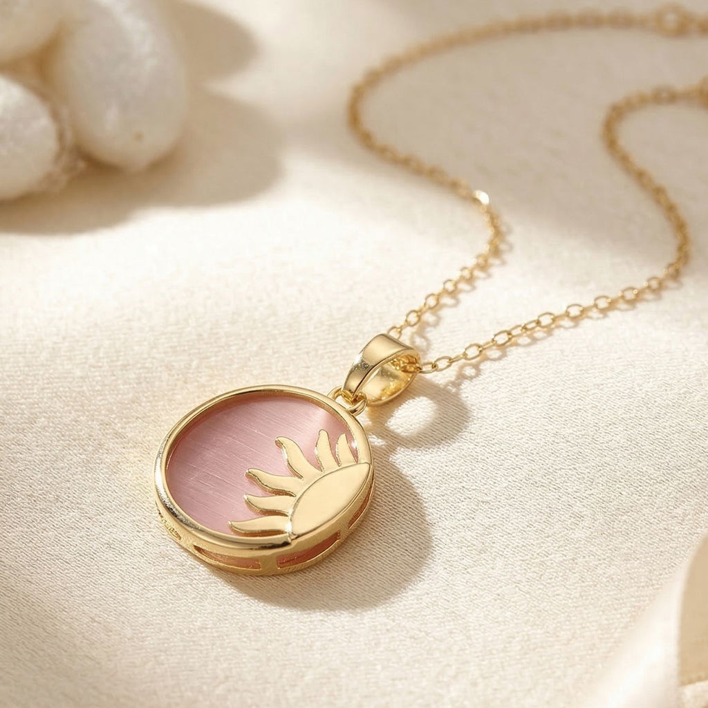 Sun Pendant Celestial Coin Dainty Plated Necklace