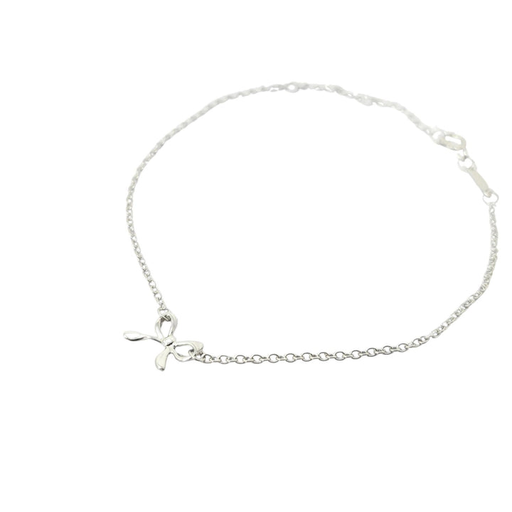 Dainty Bow Tie Bowknot Sterling Silver Charm Bracelet