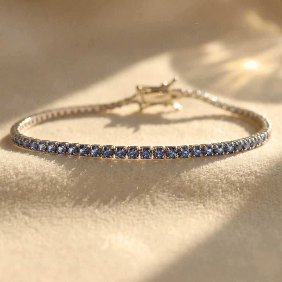 Sterling Silver Aquamarine Gemstone Tennis Bracelet