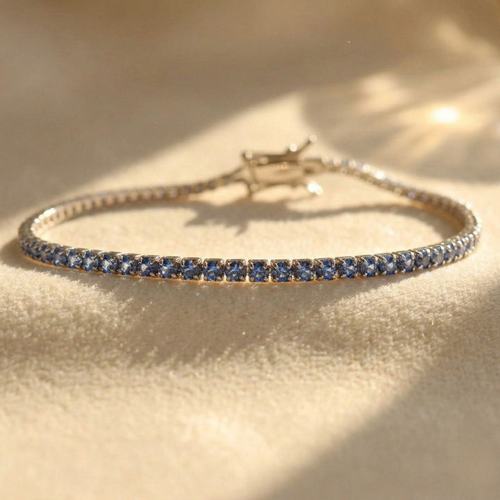 Sterling Silver Aquamarine Gemstone Tennis Bracelet