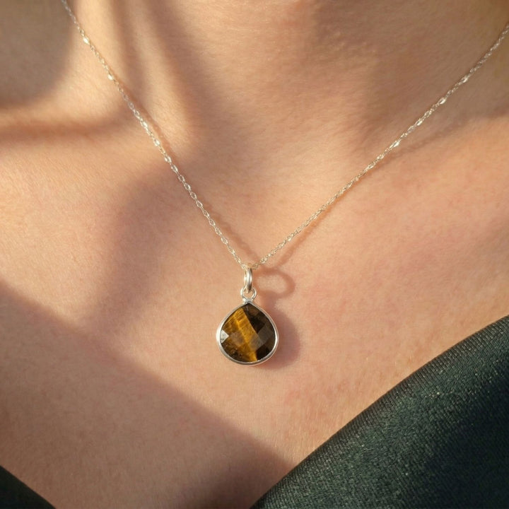 Sterling Silver Tiger's Eye Protection Crystal Necklace